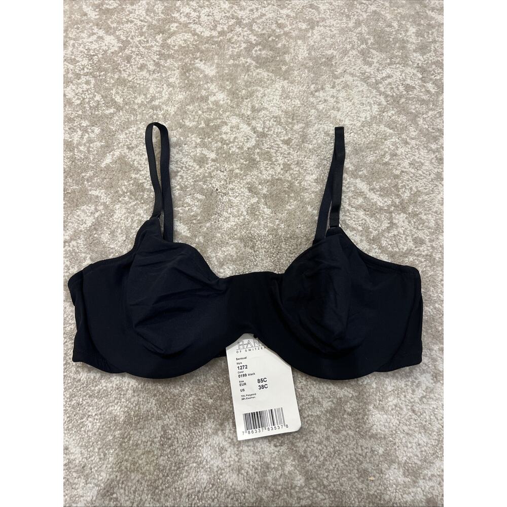 NWT Hanro of Switzerland 1272 Sensual Underwire Bra Black 38C